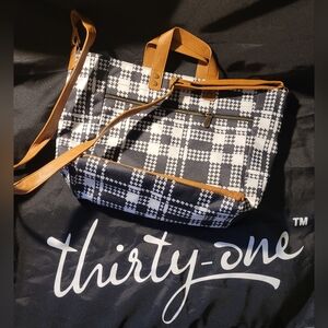 Thirty One “Step Up” Tote Houndstooth Plaid